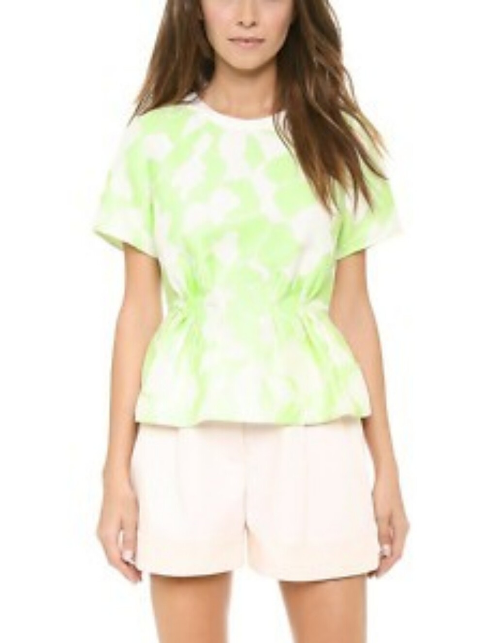3.1 Phillip‎ Lim Floating Peplum Jacquard Top Neon Mint Size 0/XS